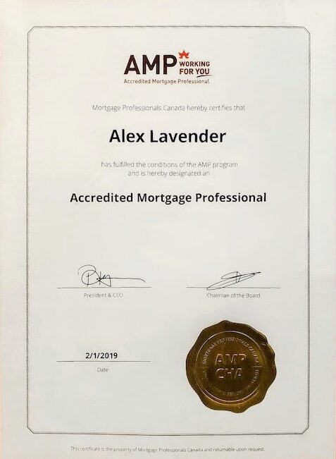 Alex Lavender mortgage broker certificate